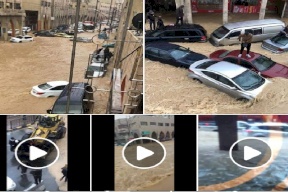 بالصور والفيديو| دمار في شوارع الاردن بفعل الامطار