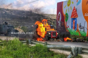 حرق جيب بمواجهات مع الاحتلال على مدخل البيرة