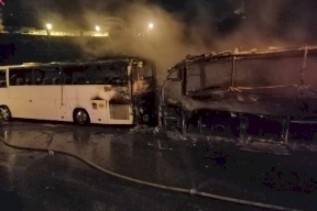 بيان للشرطة بخصوص احتراق حافلة أمام فندق ببيت لحم