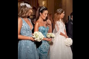 فيديو- نادين نجيم تنفجر بالضحك أثناء صلاة الزفاف داخل الكنيسة