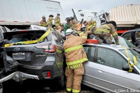 فيديو- سقوط ضحايا إثر حادث تصادم أكثر من 130 سيارة في تكساس