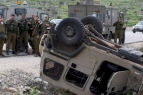 انقلاب جيب عسكري لجيش الاحتلال على حدود غزة