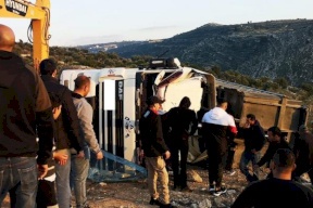 وفاة مواطن جراء انقلاب شاحنة غرب رام الله