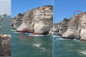 فيديو| سوري يقفز من صخرة الروشة في بيروت ويلفظ أنفاسه الاخيرة