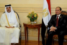 الرئيس المصري عبد الفتاح السيسي يلتقي في بغداد أمير قطر تميم بن حمد آل ثاني