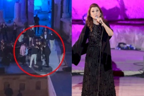 شاهد- الفنانة ماجدة الرومي تتعرض للإغماء على خشبة المسرح خلال حفلها