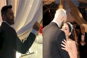 الفنان المصري تامر حسني يفاجئ عروسين في أمريكا (فيديو)