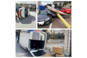 انقلاب مركبات وسقوط يافطات والواح زينكو وانهيار اسوار جراء العاصفة