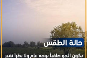 الطقس: أجواء صافية ولا تغيير على درجات الحرارة 