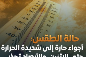 حالة الطقس: أجواء حارة إلى شديدة الحرارة حتى الإثنين