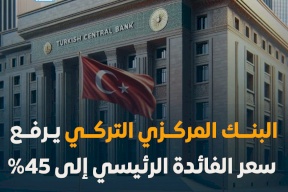 البنك المركزي التركي يرفع سعر الفائدة الرئيسي إلى 45%