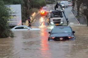 Jerusalem: Rescue of a Man and Woman Trapped by Floodwaters Inside a Vehicle in Abu Ghosh