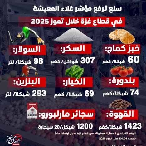 سلع ترفع مؤشر غلاء المعيشة في قطاع غزة خلال تموز 2025