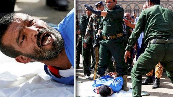 صور| إعدام مغتصب يمني بمدفع رشاش في ساحة عامة