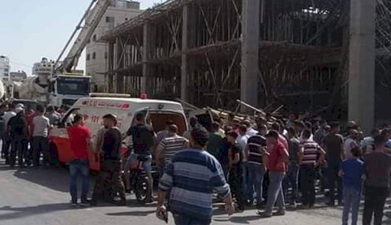 إصابة 7 عمال بانهيار سقف مبنى قيد الانشاء في نابلس
