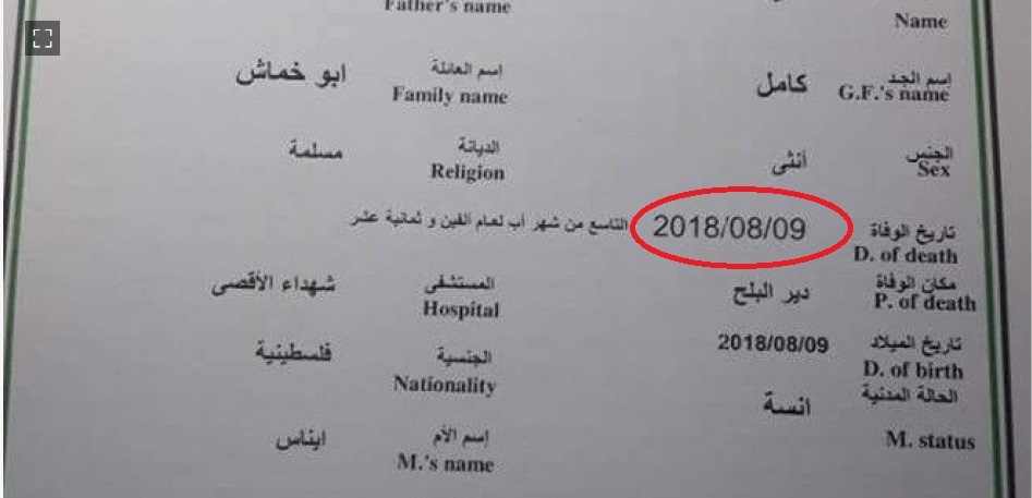 في فلسطين.. شهادة وفاة للجنين
