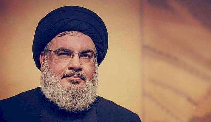 ما سر اللوحة التي ظهرت خلف نصر الله؟