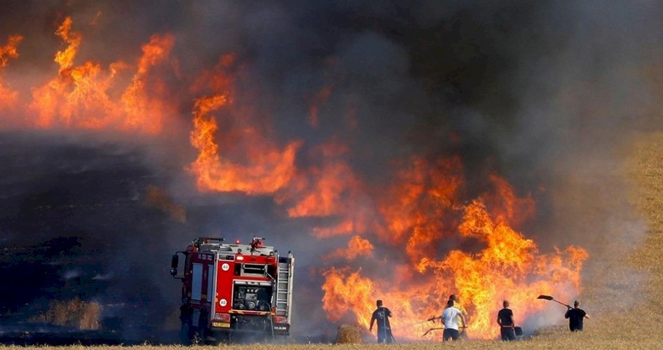 7 حرائق بالمستوطنات المحاذية لقطاع غزة