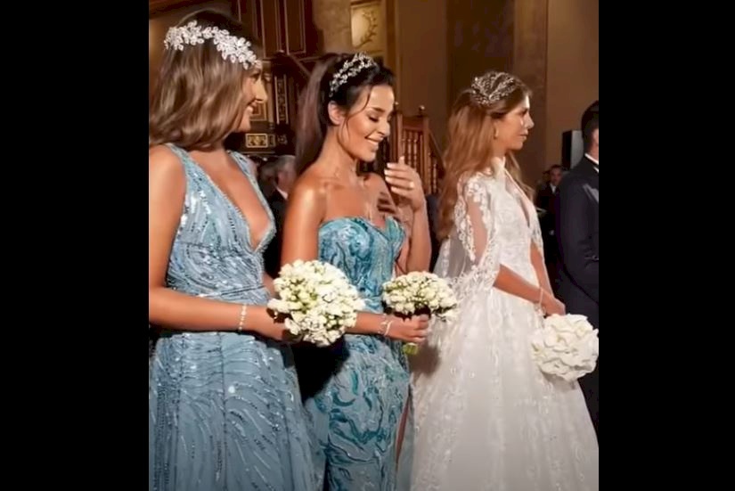 فيديو- نادين نجيم تنفجر بالضحك أثناء صلاة الزفاف داخل الكنيسة