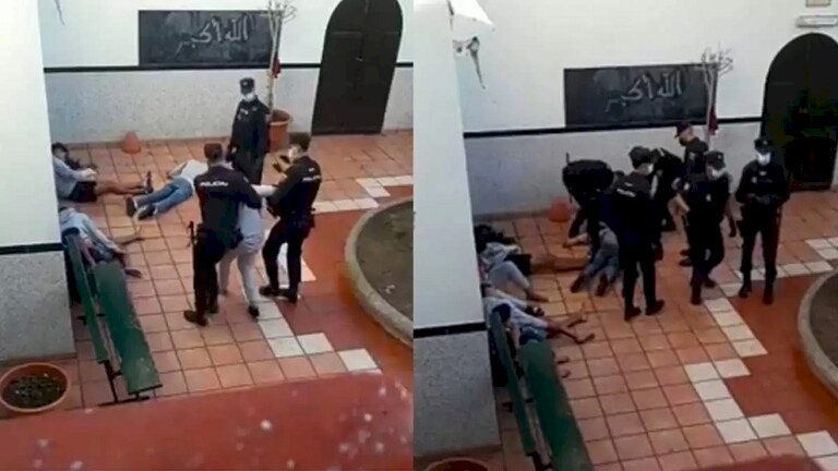 فيديو يثير ضجة .. شرطة إسبانية تعتدي على قاصرين مغاربة داخل مسجد! 