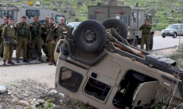 انقلاب جيب عسكري لجيش الاحتلال على حدود غزة