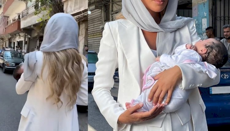 مايا دياب تتجول في الشارع بالحجاب ورضيع بين يديها.. ما السبب! (شاهد)