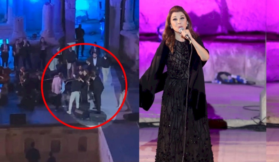شاهد- الفنانة ماجدة الرومي تتعرض للإغماء على خشبة المسرح خلال حفلها