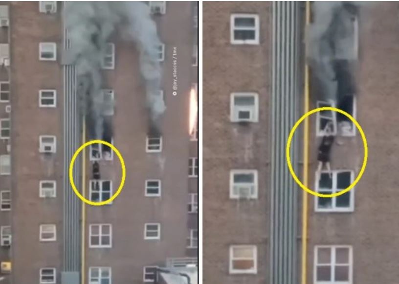 لقطات تحبس الأنفاس.. هروب بطريقة مذهلة من حريق في مبنى شاهق بمانهاتن (فيديو)