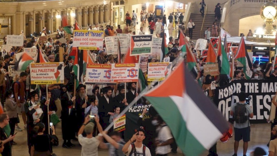 تظاهرة في نيويورك تنديدا بالعدوان الأخير على قطاع غزة