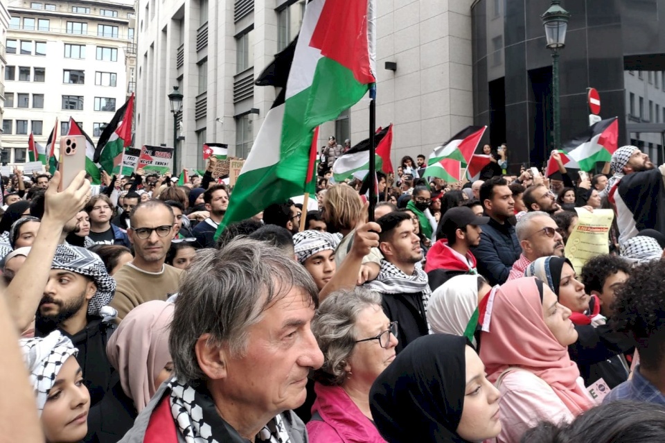فيديو: تظاهرة حاشدة في بروكسل تنديدا بالعدوان الإسرائيلي على الشعب الفلسطيني