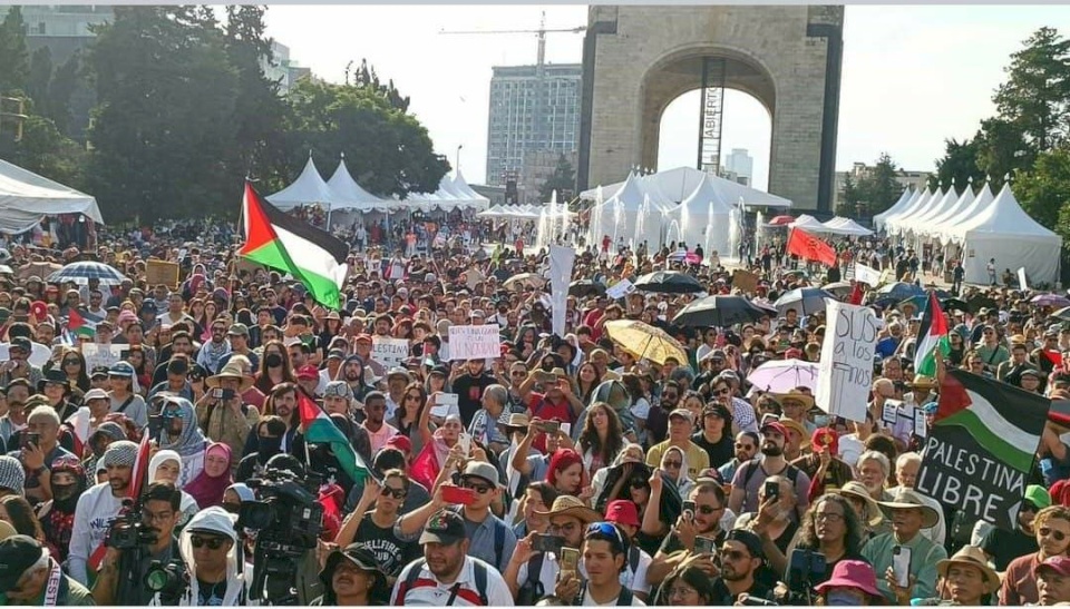 مظاهرات حاشدة دعماً لقطاع غزة في المكسيك (فيديو) 