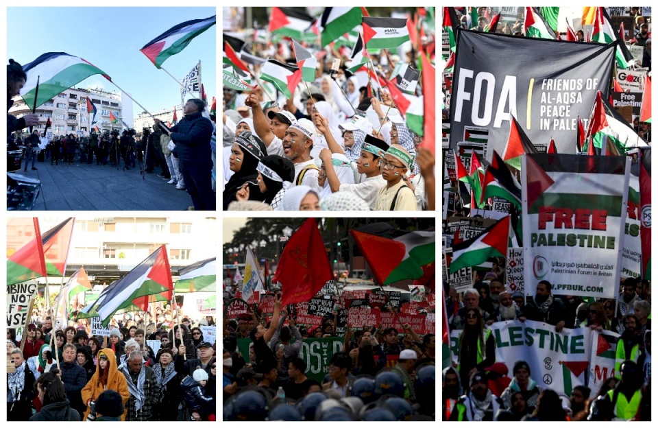 تظاهرات في مدن وعواصم عالمية تضامنا مع فلسطين