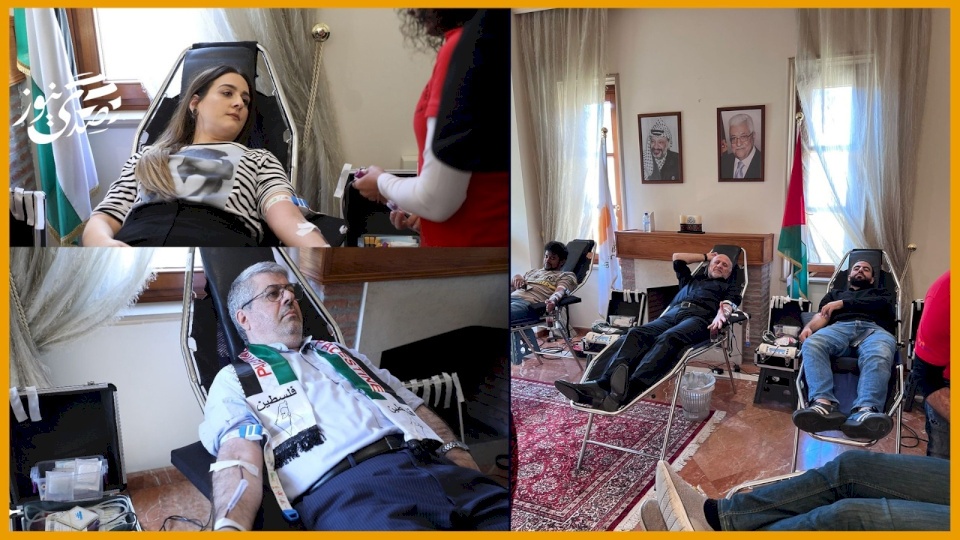 صور- سفارة فلسطين في قبرص تنظم يوماً للتبرع بالدم بشعار "الدم الفلسطيني سينتصر"