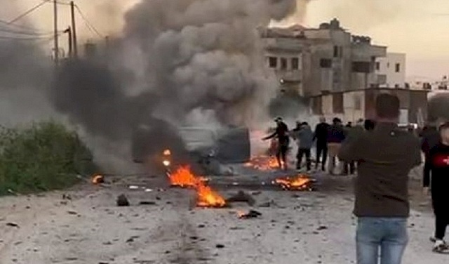 فيديو: 3 شهداء بقصف طائرات مسيرة إسرائيلية مركبتين في جنين