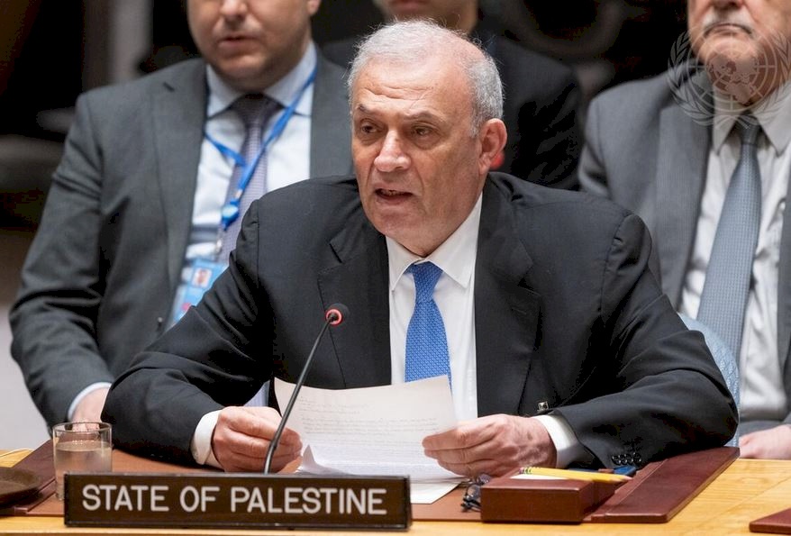 ممثلا عن الرئيس.. أبو عمرو أمام مجلس الأمن: منح فلسطين العضوية الكاملة في الأمم المتحدة يحمي حل الدولتين