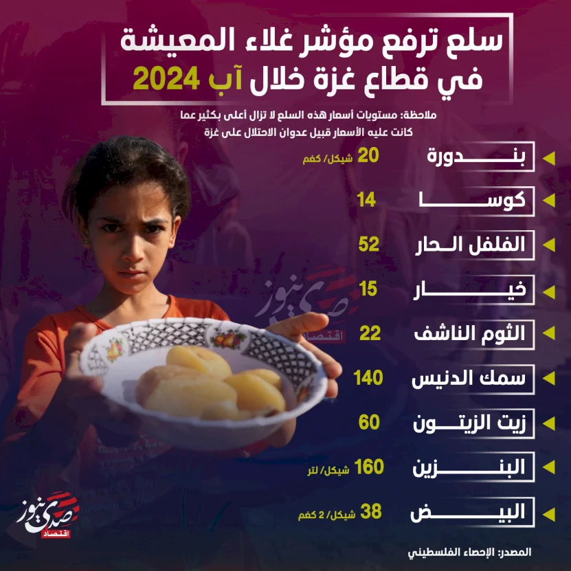 سلع ترفع مؤشر غلاء المعيشة في قطاع غزة خلال آب 2024