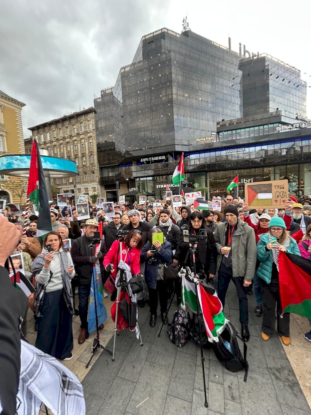 السفير الفلسطيني خلال مظاهرة هي الأولى في بودابست: فلسطين ليست قضية الشعب الفلسطيني فقط بل قضية كل انسان حر