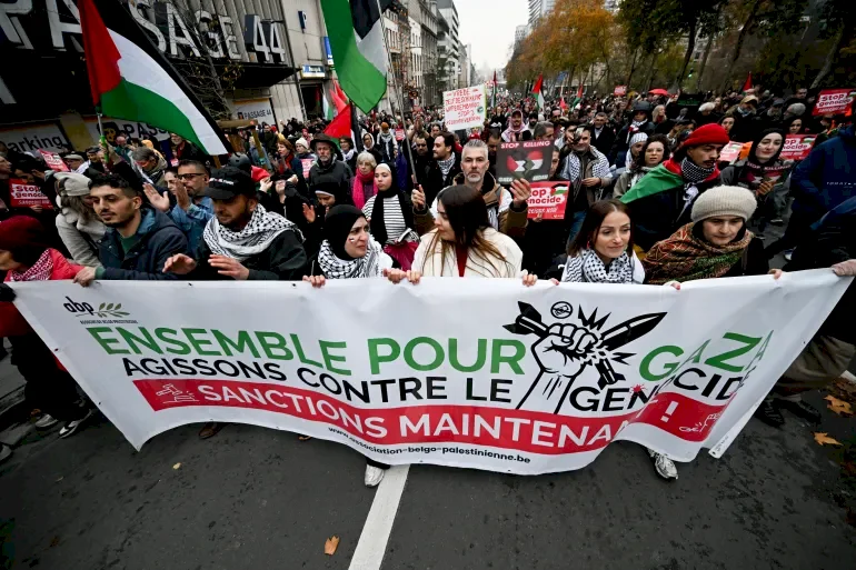 الآلاف في بلجيكا يطالبون بحصار عسكري شامل على إسرائيل