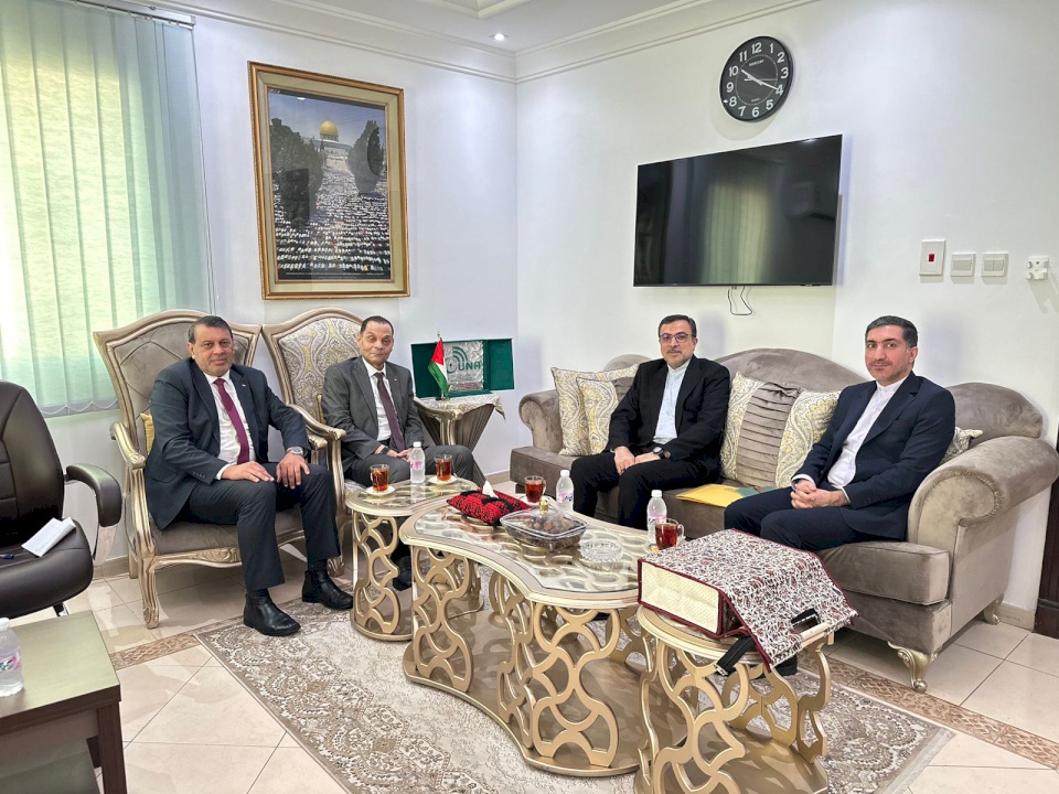 Palestinian Ambassador Hadi Shabli Receives His Iranian Counterpart in Jeddah